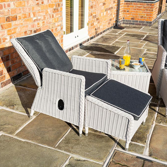 Peebles Reclining Lounger Set With Footstools In Putty Grey