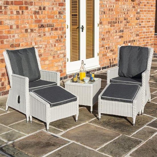 Peebles Reclining Lounger Set With Footstools In Putty Grey
