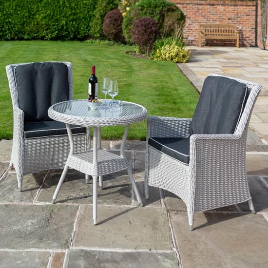 Read more about Peebles round bistro table with 2 chairs in putty grey