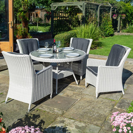 Peebles Round Dining Table With 4 Chairs In Putty Grey