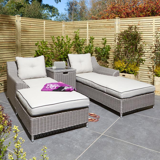 Peebles Twin Sun Loungers In Natural Stone