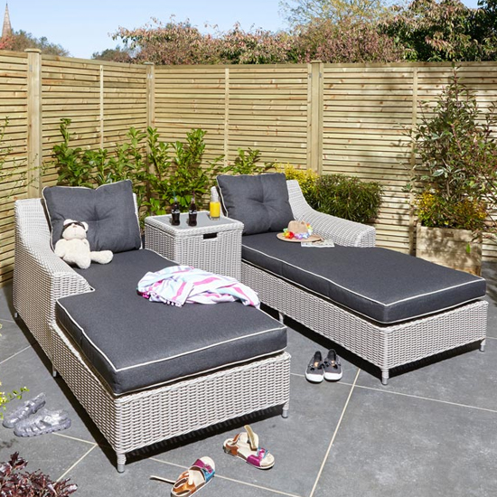 Photo of Peebles twin sun loungers in putty grey