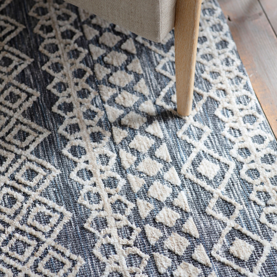 Peekskill Small Polyester Fabric Rug In Natural And Teal_1
