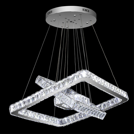 Product photograph of Peigi 3 Square Rings Chandelier Ceiling Light In Chrome from Furniture in Fashion