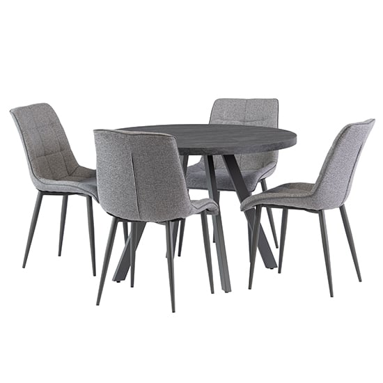Pekato 107cm Dark Grey Dining Table With 4 Pekato Grey Chairs_1
