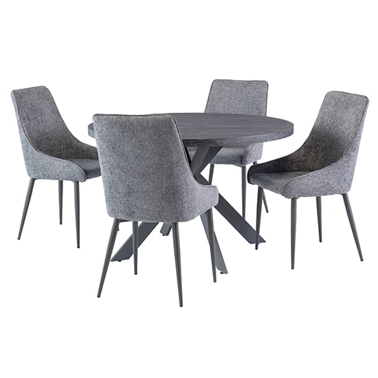 Pekato 120cm Dark Grey Dining Table 4 Jacinta Graphite Chairs