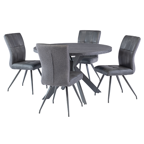 Pekato 120cm Dark Grey Dining Table 4 Kebrila Grey Chairs_2