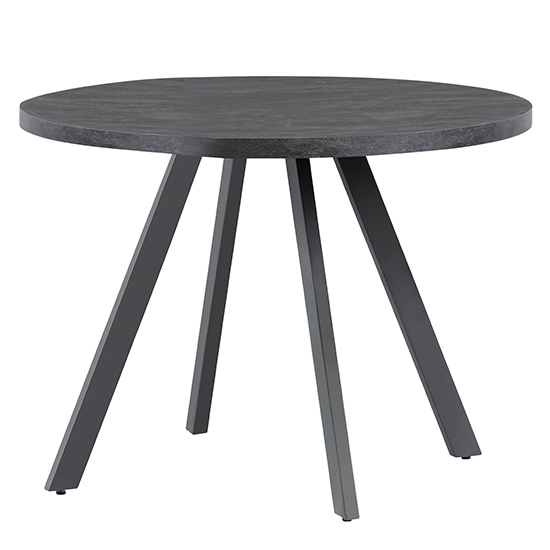 Product photograph of Paley Round 107cm Wooden Dining Table In Dark Grey from Furniture in Fashion