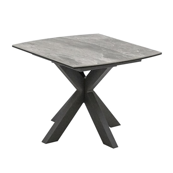 Pelagius Ceramic Glass Lamp Table In Grey With Metal Legs