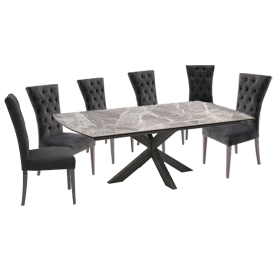 Pelagius Extending Dining Table With 6 Pembroke Charcoal Chairs_1