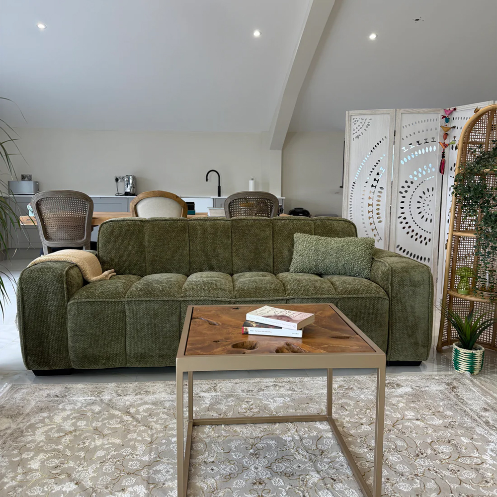 Pelaro Fabric 3 Seater Sofa in Olive Green