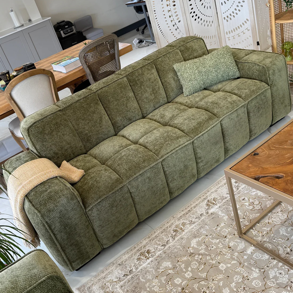 Pelaro Fabric 3 Seater Sofa in Olive Green