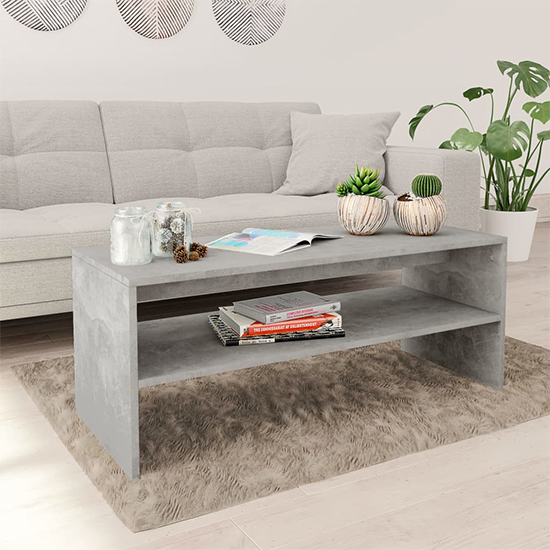 Product photograph of Peleg Rectangular Wooden Coffee Table In Concrete Effect from Furniture in Fashion