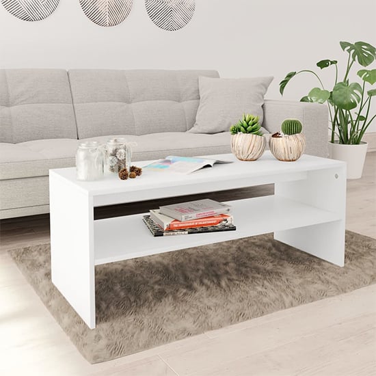 Photo of Peleg rectangular wooden coffee table in white