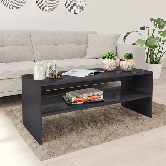 Peleg Rectangular High Gloss Coffee Table In Grey Furniture in Fashion
