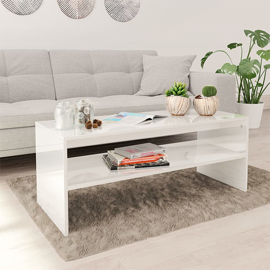Read more about Peleg rectangular high gloss coffee table in white