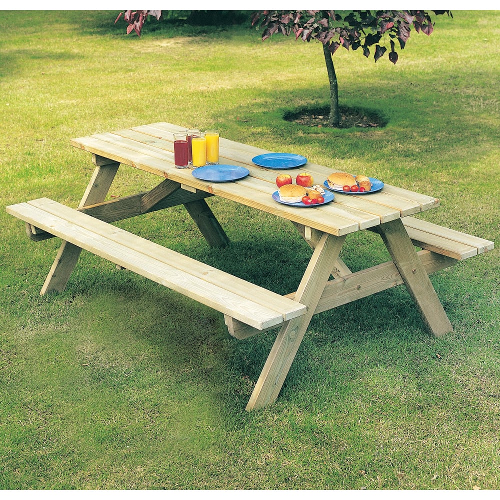 Product photograph of Pelham Large Wooden Garden Picnic Dininig Set In Ash Grey from Furniture in Fashion