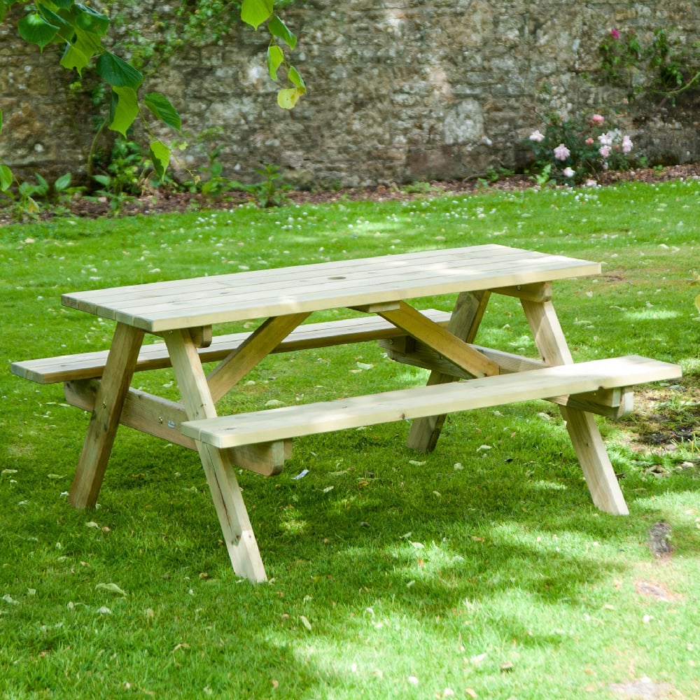 Product photograph of Pelham Medium Wooden Garden Picnic Dininig Set In Ash Grey from Furniture in Fashion