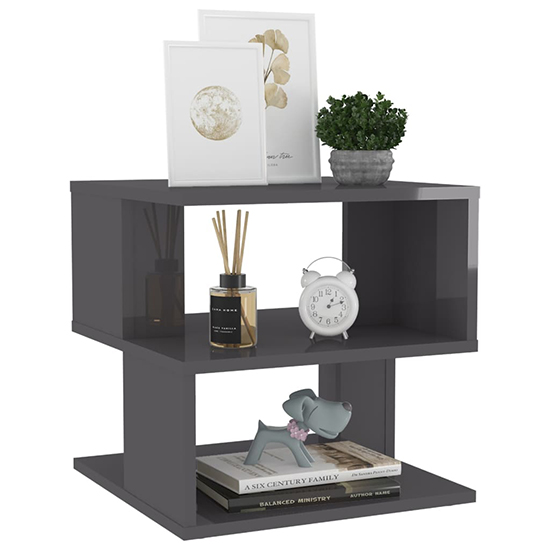 Pelumi Square High Gloss Side Table In Grey_2