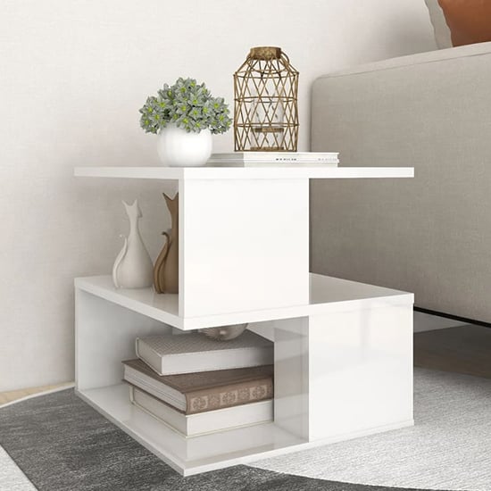 Pelumi Square High Gloss Side Table In White