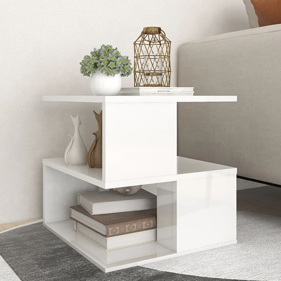 Product photograph of Pelumi Square High Gloss Side Table In White from Furniture in Fashion