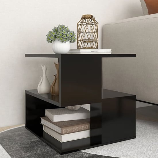 Pelumi Square Wooden Side Table In Black
