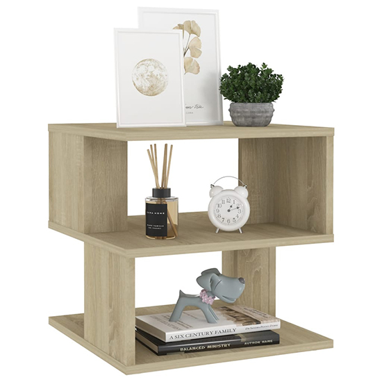 Pelumi Square Wooden Side Table In Sonoma Oak