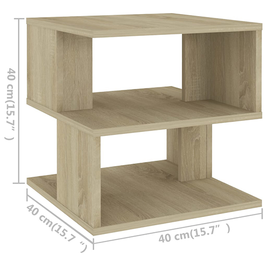 Pelumi Square Wooden Side Table In Sonoma Oak