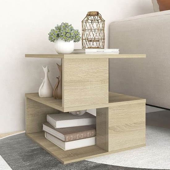 Pelumi Square Wooden Side Table In Sonoma Oak