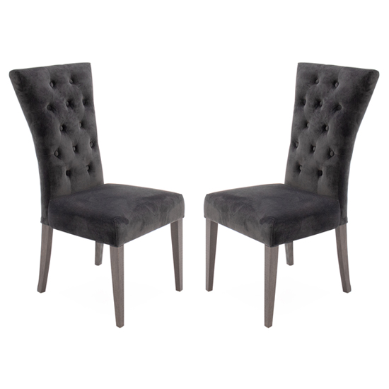 Pembroke Charcoal Velvet Upholstered Dining Chairs In Pair Furniture