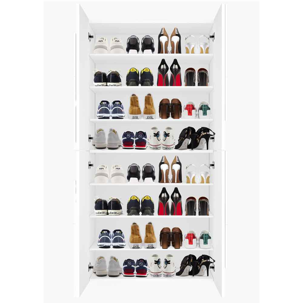 Pembroke High Gloss Shoe Storage Cabinet With 4 Doors In White