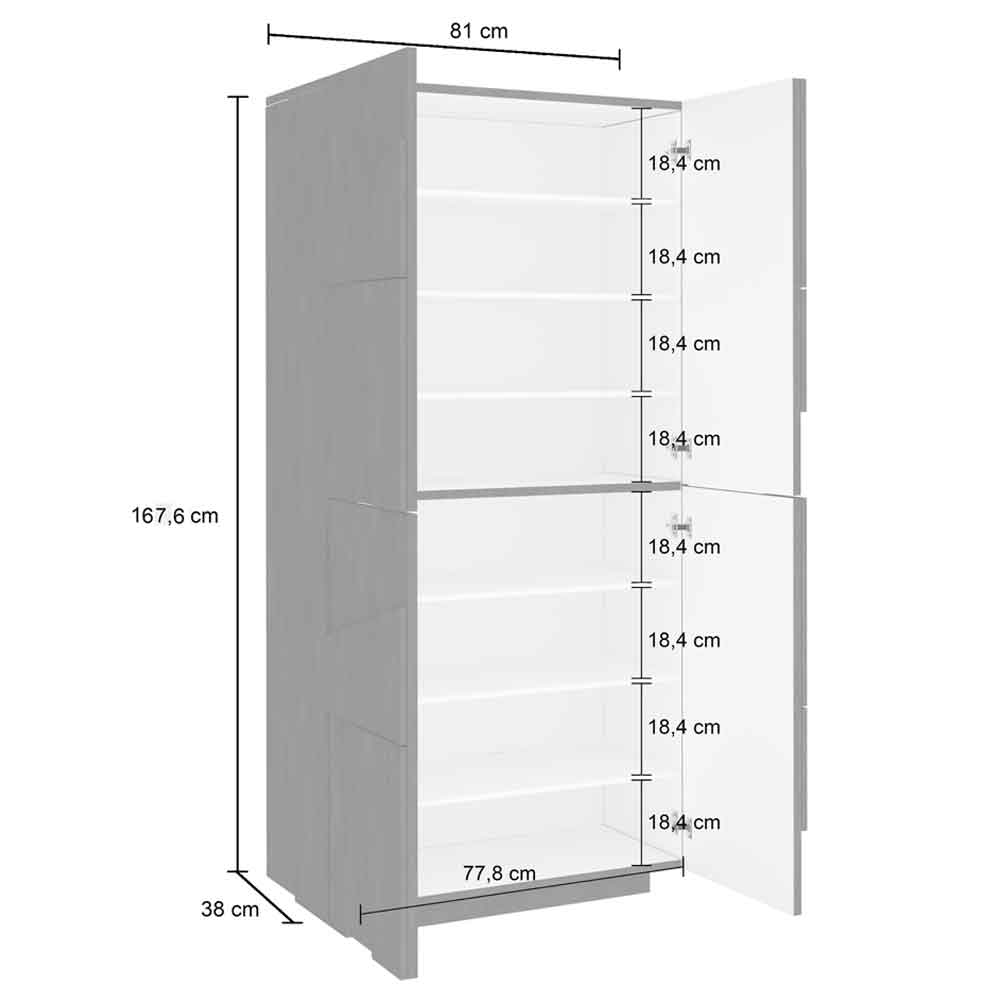 Pembroke High Gloss Shoe Storage Cabinet With 4 Doors In White