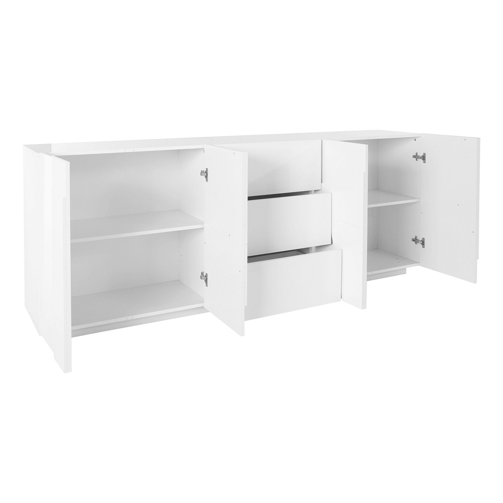 Pembroke High Gloss Sideboard With 4 Doors And 3 Drawers In White
