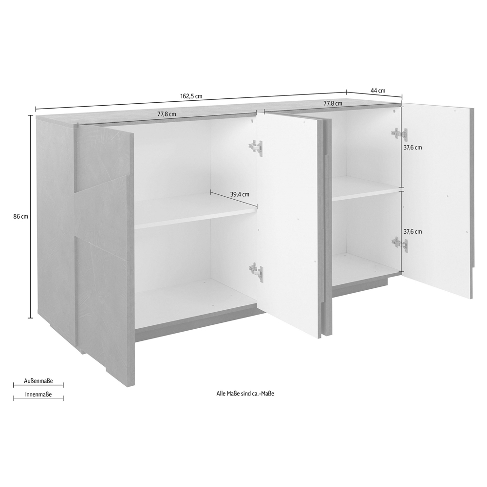 Pembroke High Gloss Storage Cabinet With 4 Doors In White