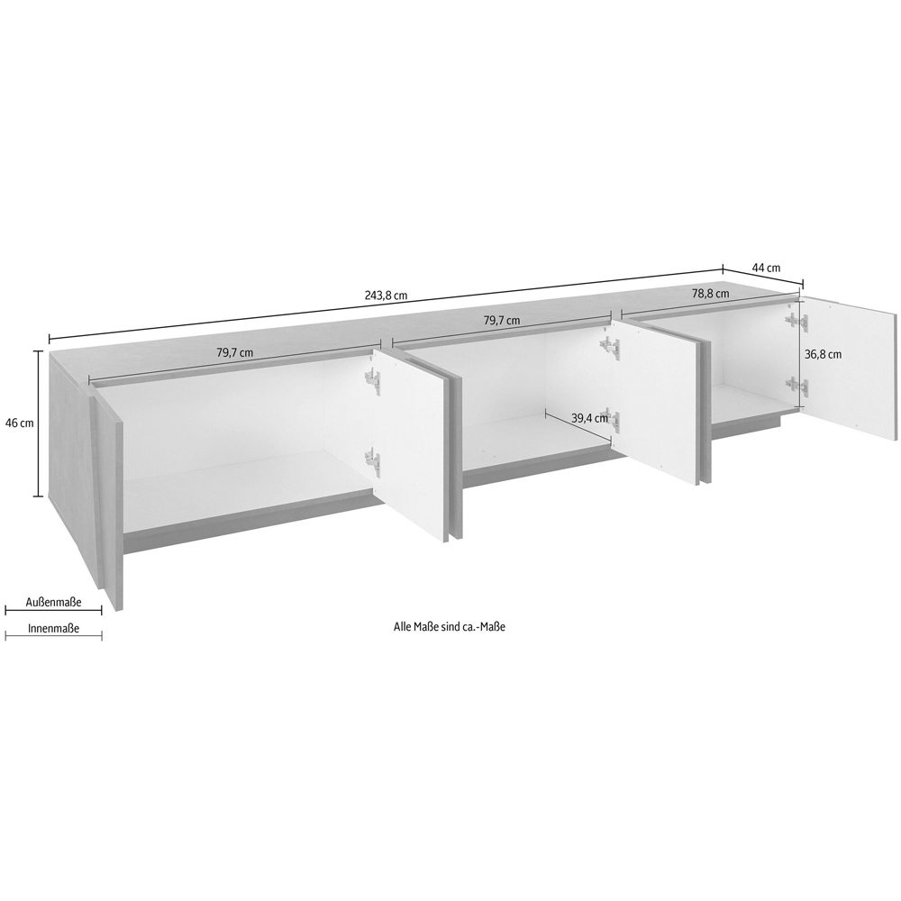 Pembroke High Gloss TV Stand With 6 Doors In White