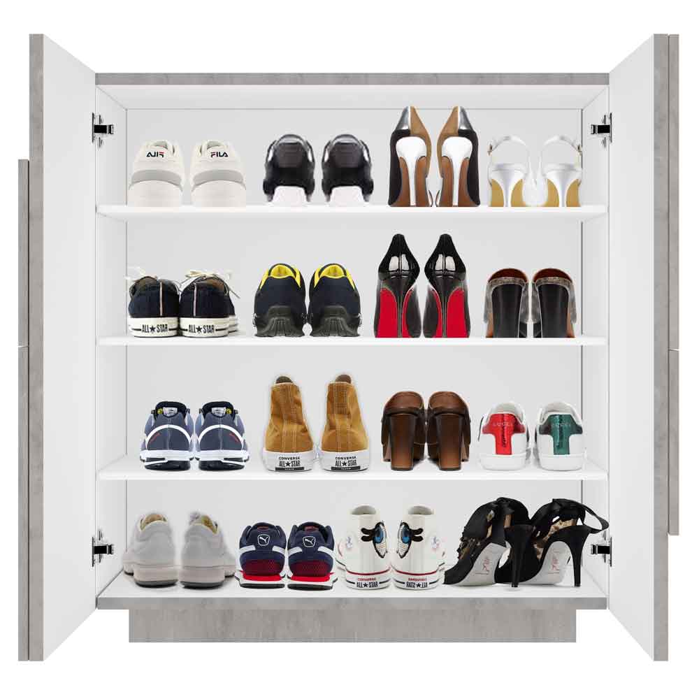 Pembroke Wooden Shoe Storage Cabinet With 2 Doors In Bronx Concrete