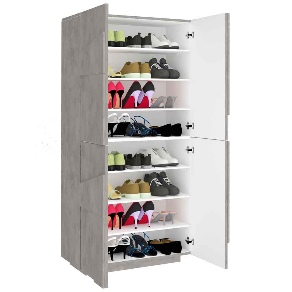 Pembroke Wooden Shoe Storage Cabinet With 4 Doors In Bronx Concrete