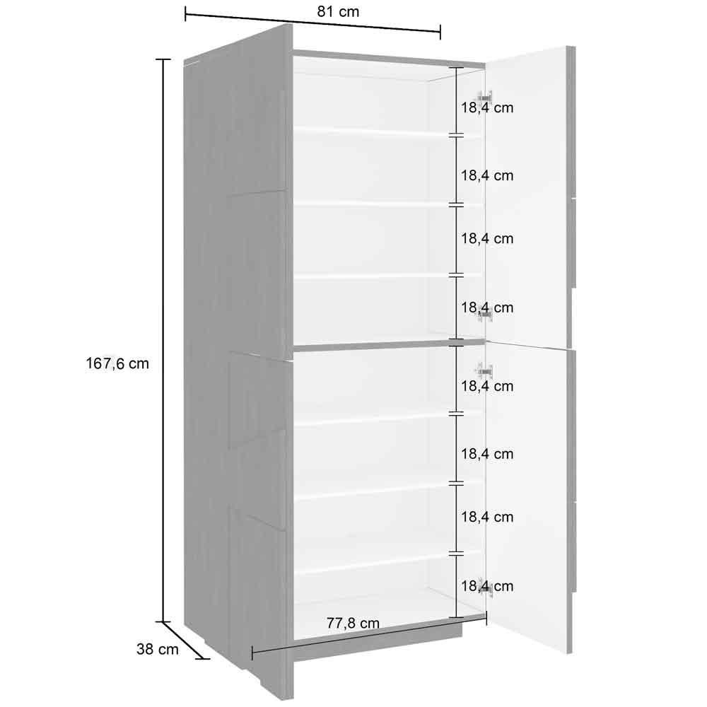 Pembroke Wooden Shoe Storage Cabinet With 4 Doors In Bronx Concrete