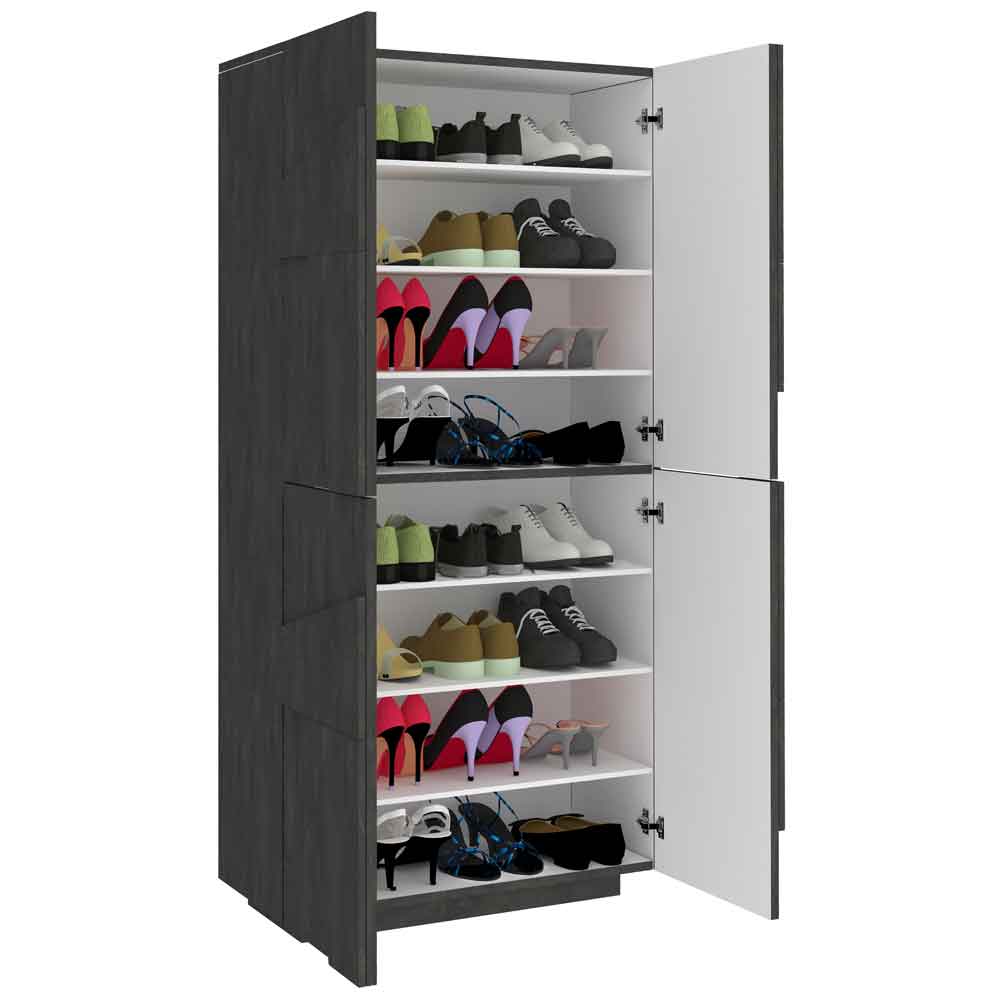 Pembroke Wooden Shoe Storage Cabinet With 4 Doors In Slate