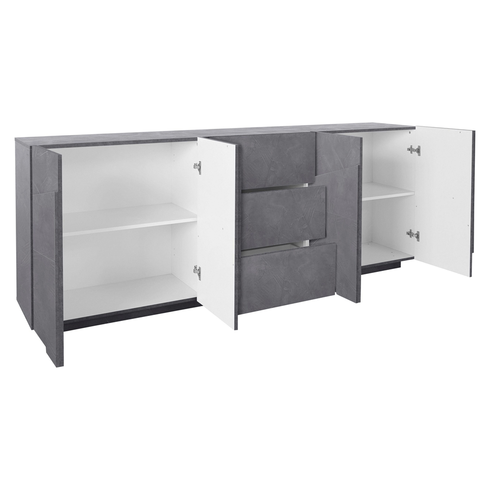 Pembroke Wooden Sideboard With 4 Doors And 3 Drawers In Slate