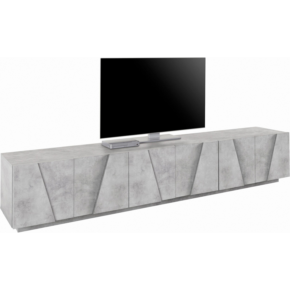 Pembroke Wooden TV Stand With 6 Doors In Bronx Concrete