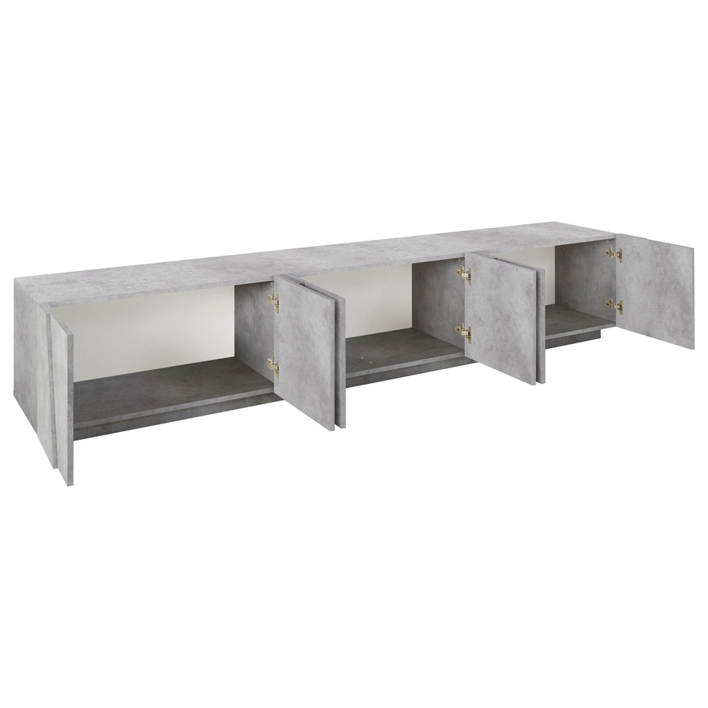 Pembroke Wooden TV Stand With 6 Doors In Bronx Concrete