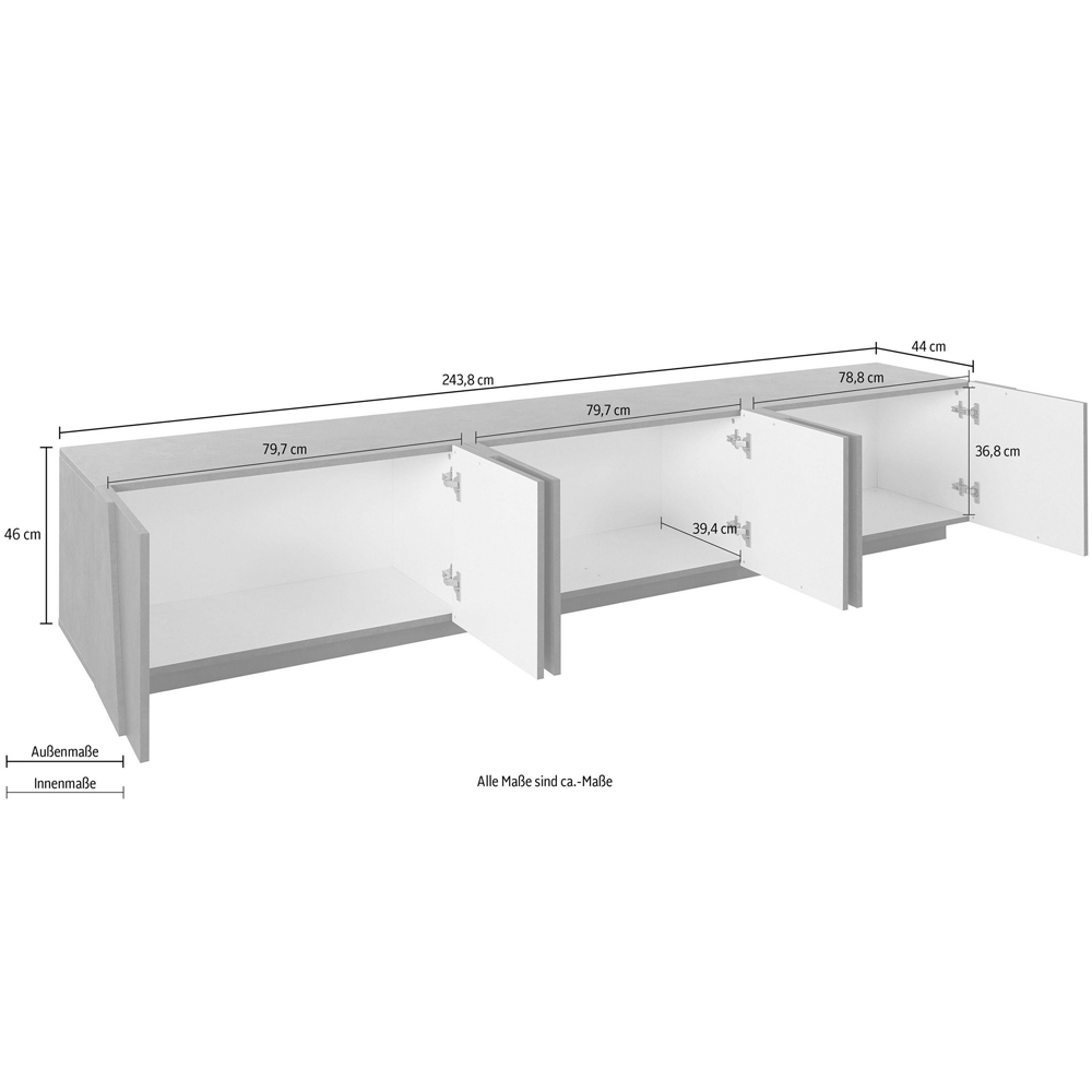 Pembroke Wooden TV Stand With 6 Doors In Slate