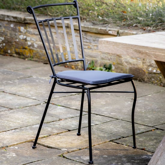 Photo of Penarth outdoor metal dining chair in charcoal