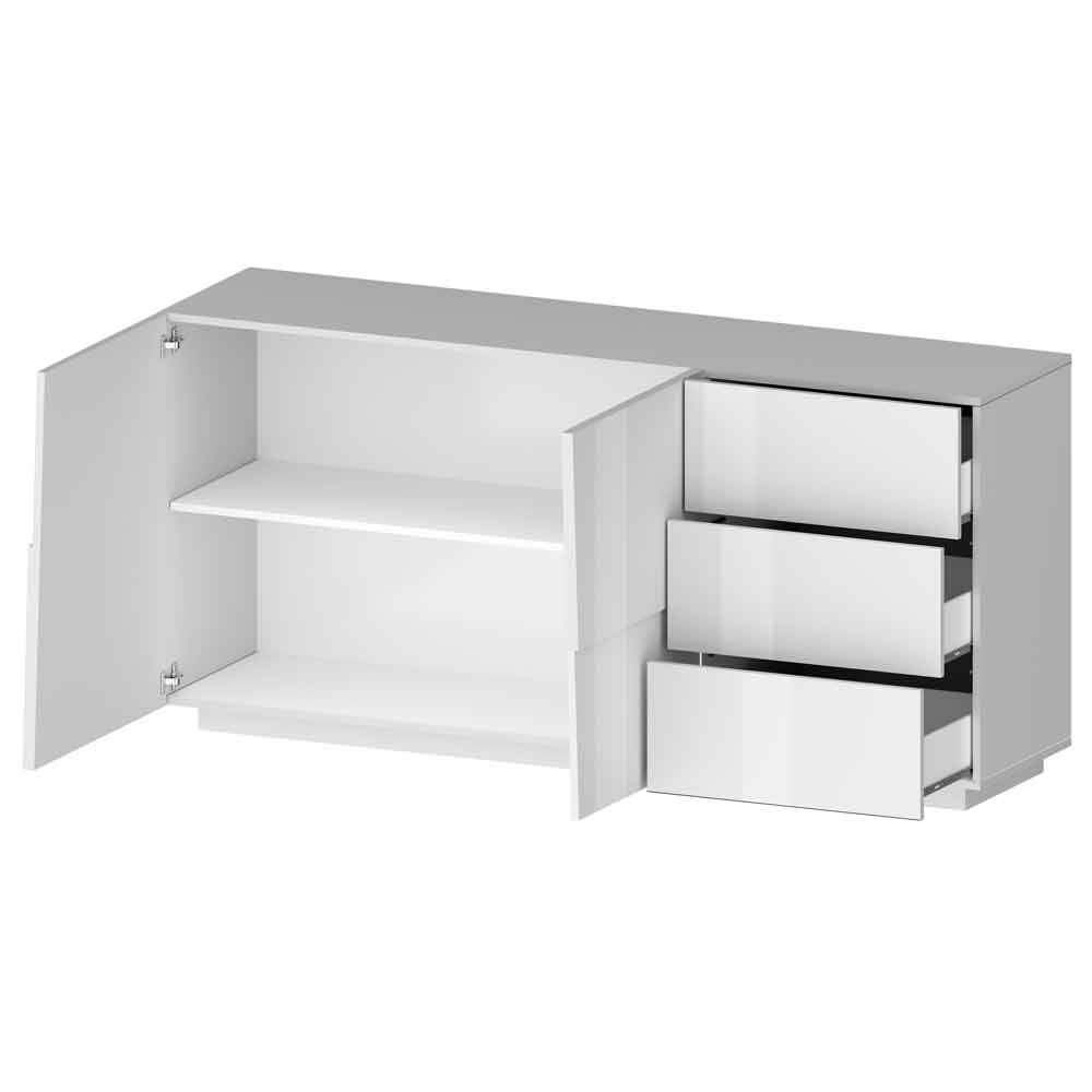 Pendleton High Gloss Sideboard With 2 Doors And 3 Drawers In White