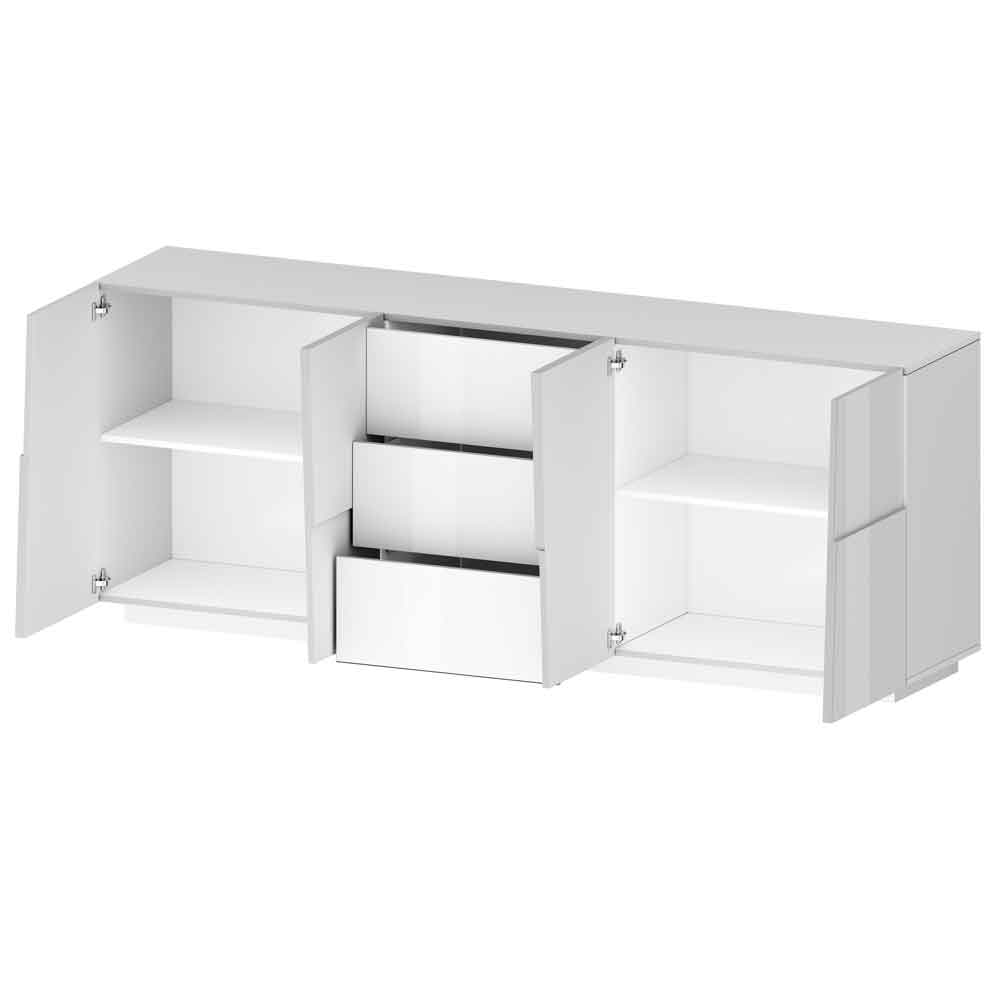 Pendleton High Gloss Sideboard With 4 Doors And 3 Drawers In White