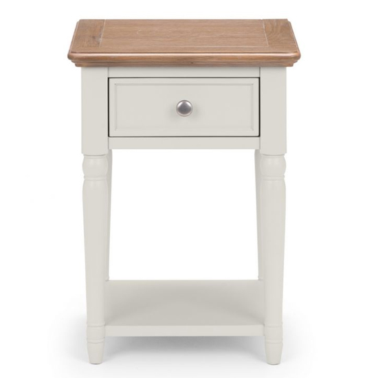 Pacari Wooden Lamp Table In Limed Oak And Grey With 1 Drawer