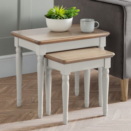 Read more about Pacari wooden nest of 2 tables in limed oak and grey