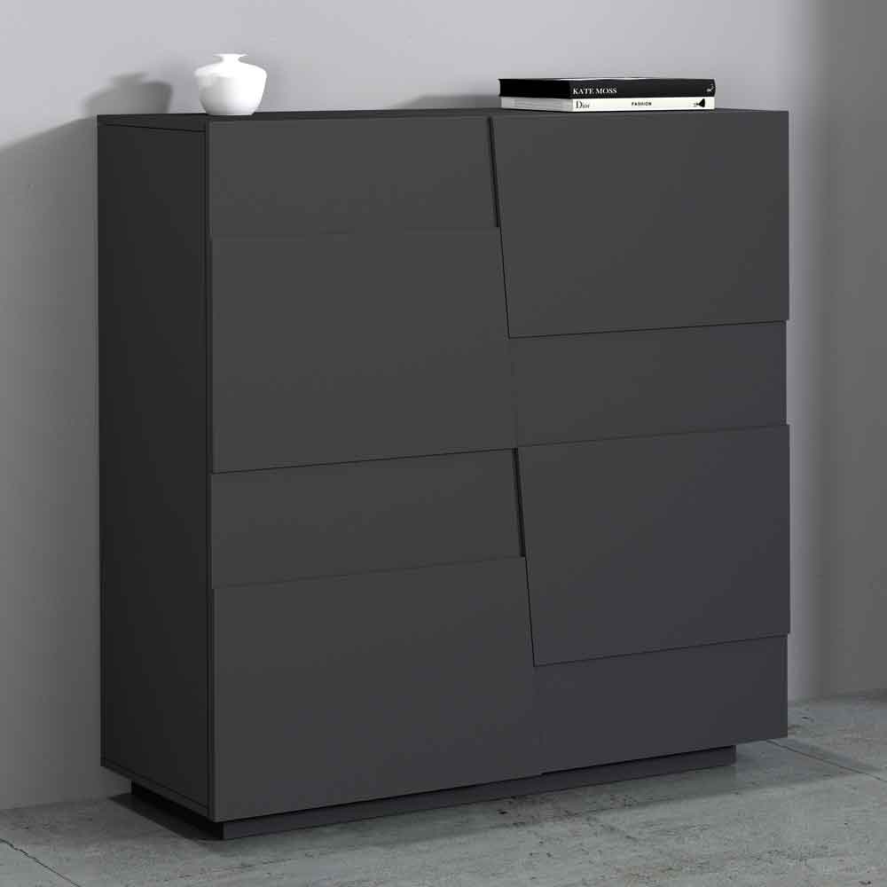 Pendleton Wooden Highboard With 4 Doors In Matte Anthracite