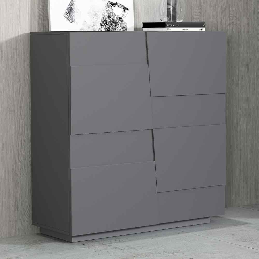Pendleton Wooden Highboard With 4 Doors In Matte Anthracite